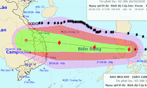Bão Molave giật cấp 15 hướng vào Đà Nẵng - Phú Yên